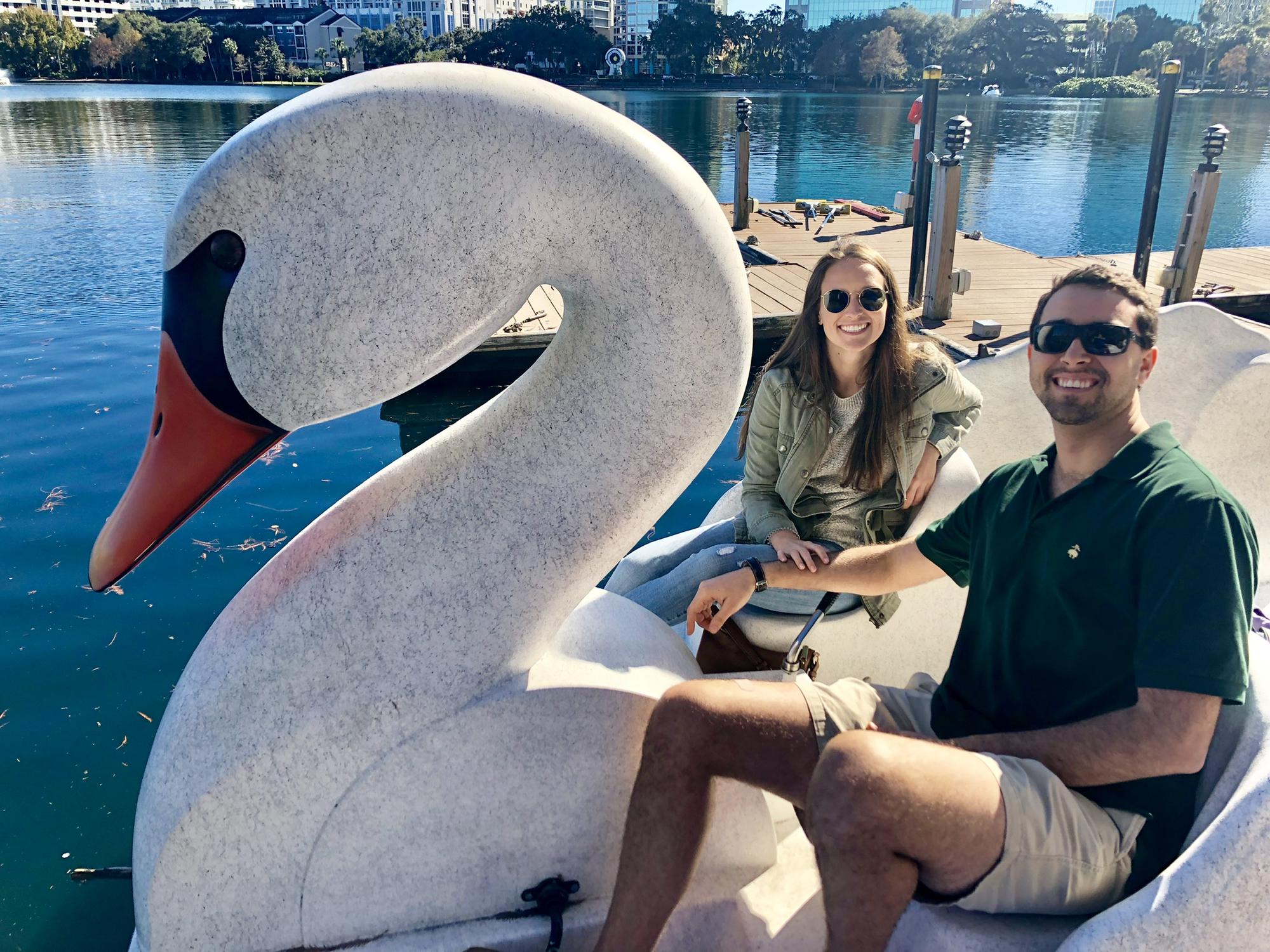 The day Ben made one of Shea's Orlando dreams come true, going out on the Swan Boats at Lake Eola!