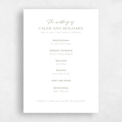 White Wedding Program - Oakbrook