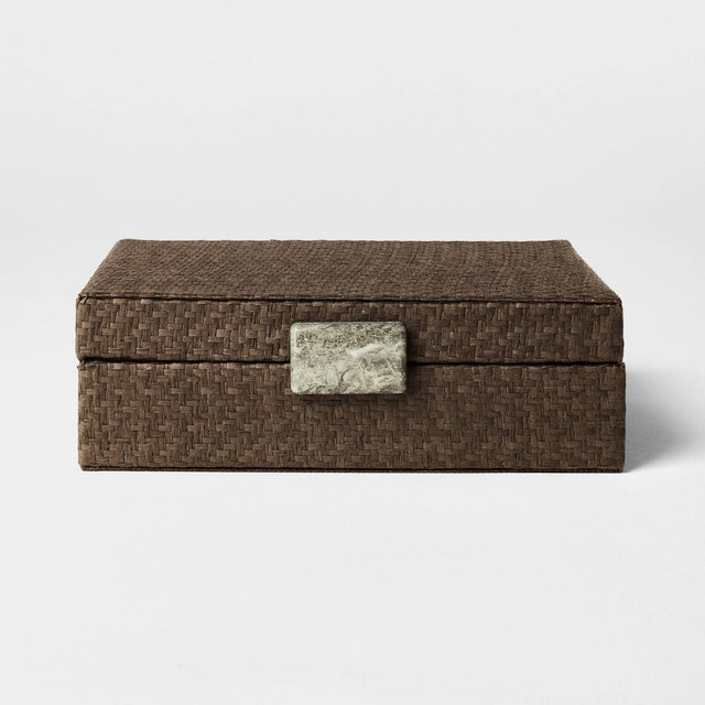 2.5"x8" Small Woven Decorative Box Dark Brown - Threshold™ designed with Studio McGee