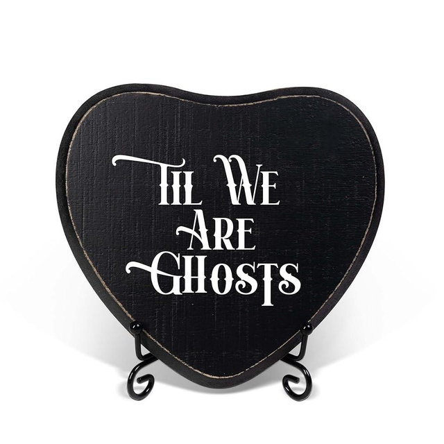Gothic Wooden Sign, Til We Are Ghosts, Funny Humor Goth Home Decor, Dark Black Wall Art Hanging Plaque Decoration Gifts for Women Men, Front Door Decor for Bathroom, Bedroom, Kitchen, Office-2