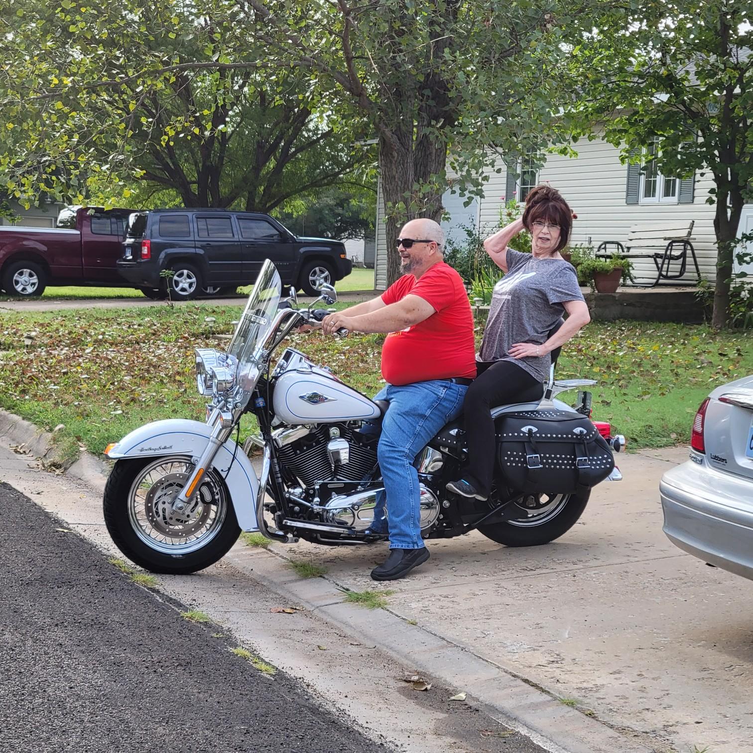 Pre-wedding Harley ride to blow some steam! 
Dad and Lida Rose