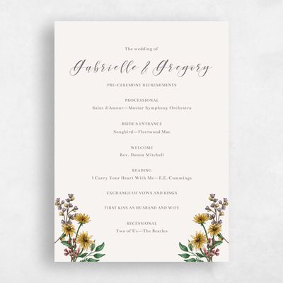 Light Oatmeal, Beige Wedding Program - Mirasol