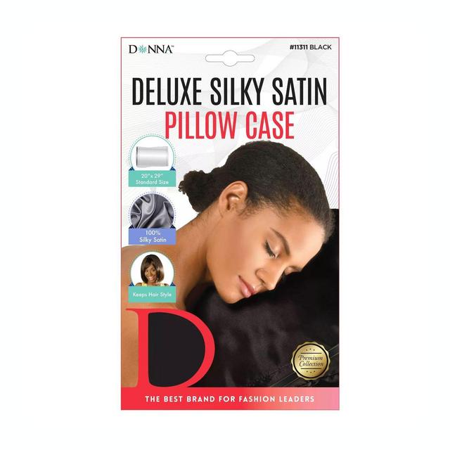 Donna Deluxe Satin Standard Pillow Cover in Black