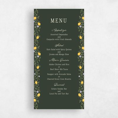 Deep Forest, Green Wedding Menu - Brume