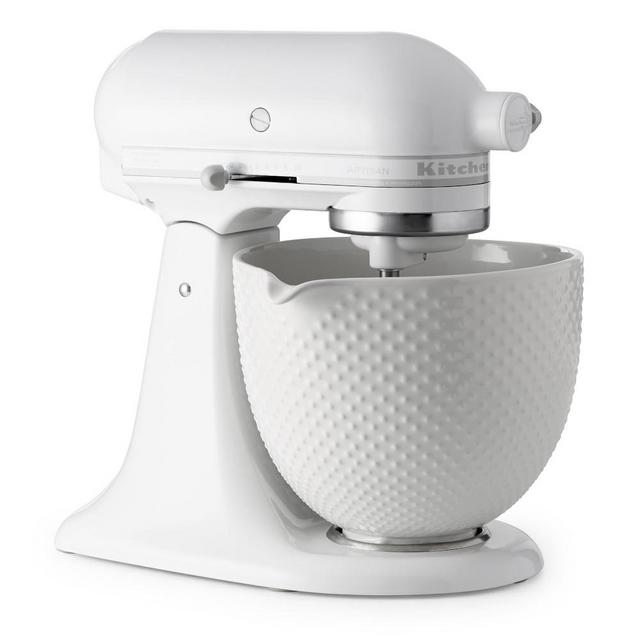 KitchenAid Artisan White Mixer with Hobnail Bowl