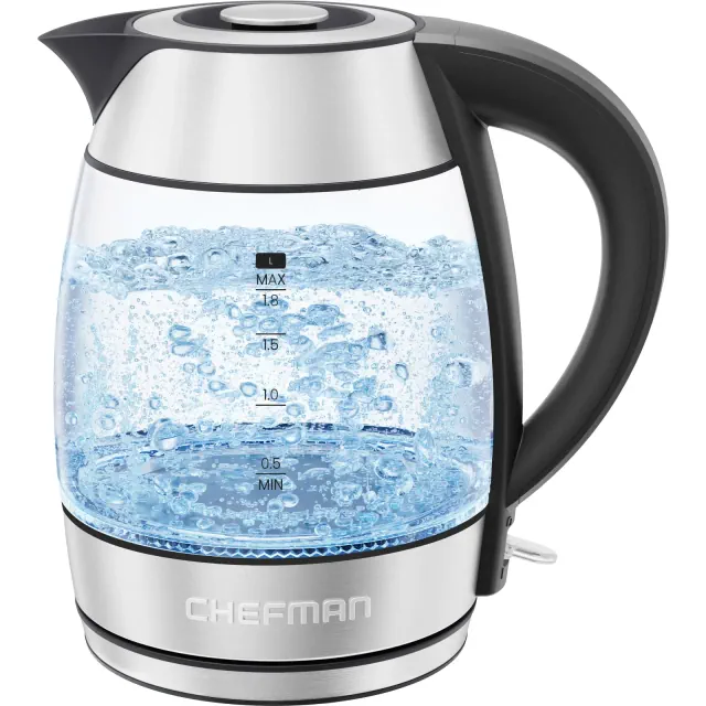 Chefman Electric Kettle 1.8L 1500W with Lift-Off Removable Lid and Auto Shutoff