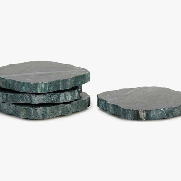 Southern Living Marble Coaster, Green, Set of 4