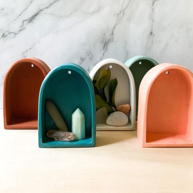 Arched Wall Shelf for Trinkets, Oddities & Shrine Display - Boho Decorative Curio Altar Niche