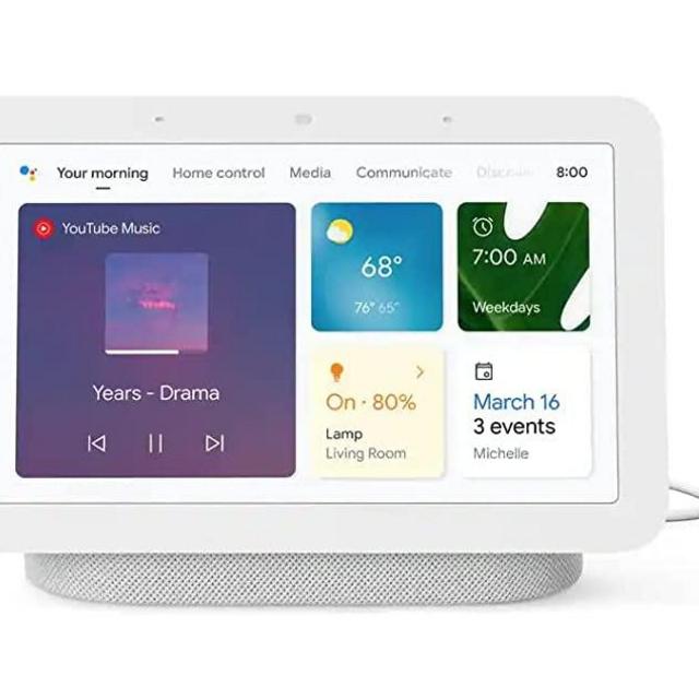 Google 7-Inch Smart Display Bluetooth Speaker for Music and Streaming - Hub (2nd Gen) Chalk