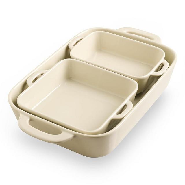 Sweejar Ceramic Bakeware Set, Rectangular Baking Dish for Cooking, Kitchen, Cake Dinner, Banquet and Daily Use, Casserole Dishes for Oven Porcelain Baking Pans (Beige)