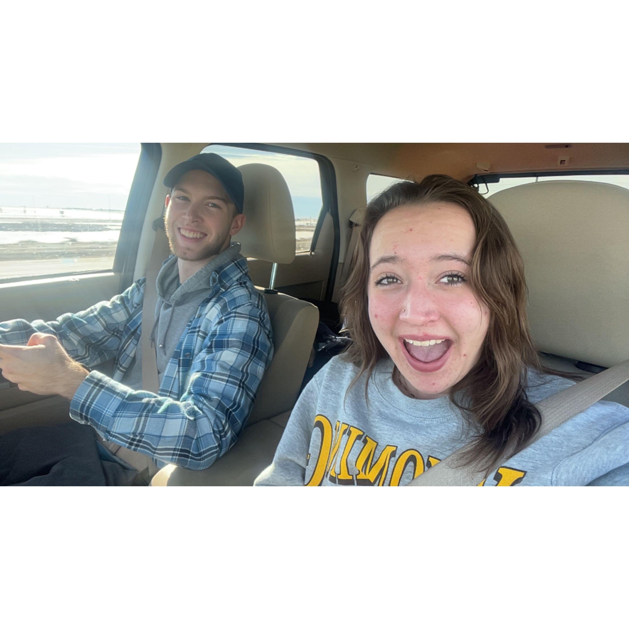 Picked Caleb up after Christmas break and headed to a track meet!