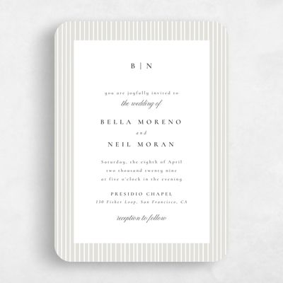 Beige Rounded Wedding Invitation - Rodez Portrait