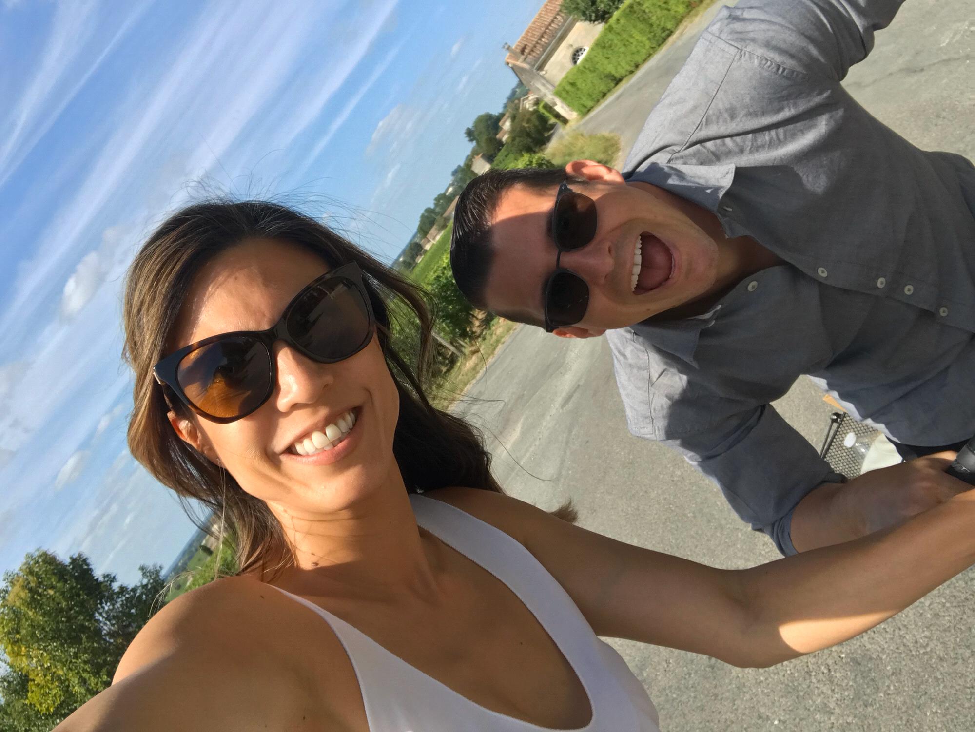 Bike riding to the chateaux in Saint Emilion