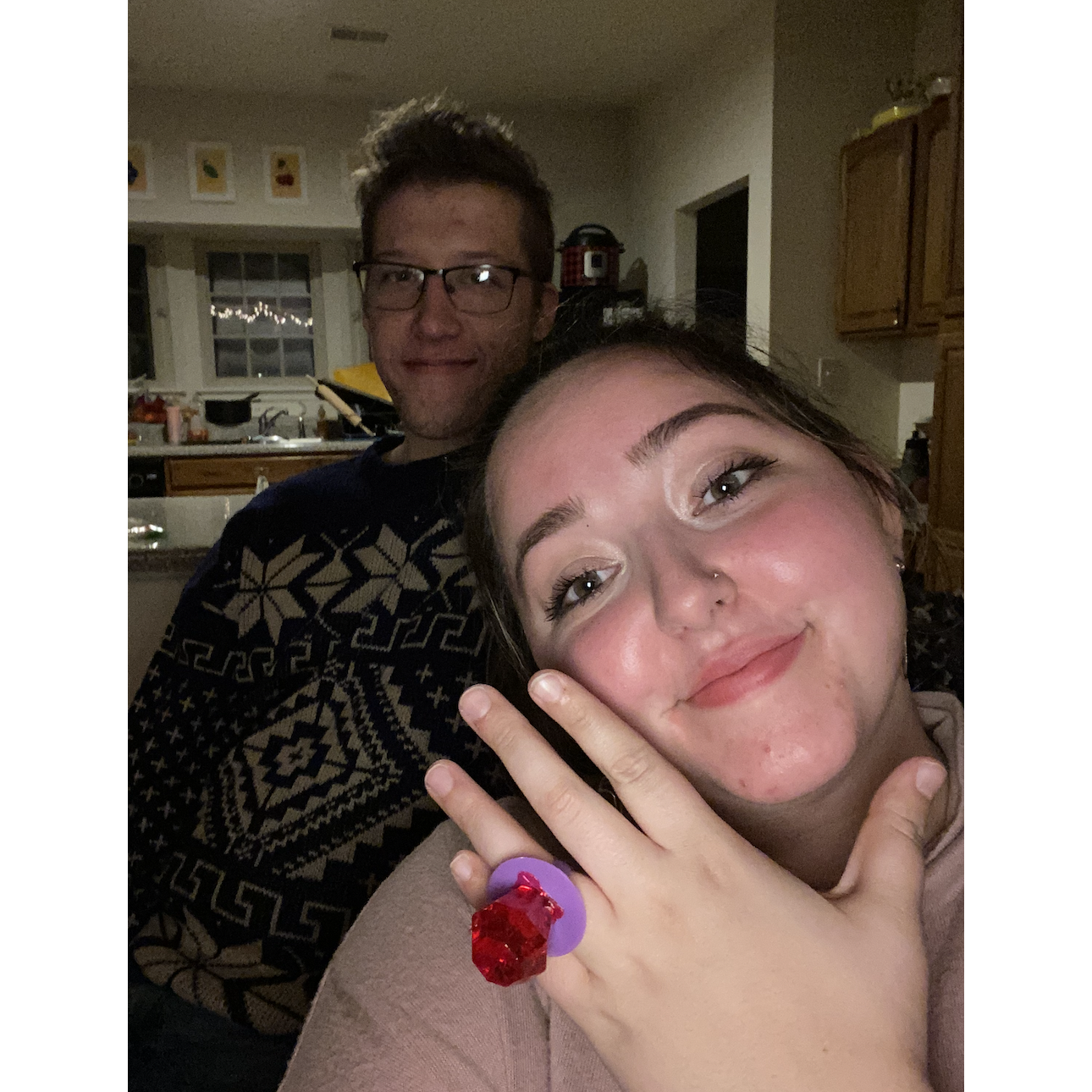 Dan proposed with a Ring Pop December, 2020