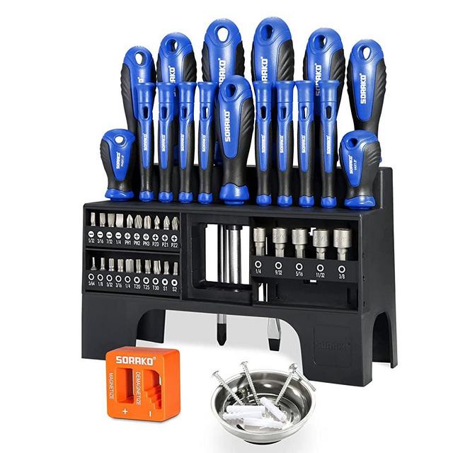 44-Piece Screwdriver Set, Magnetic Screwdriver Kit with Plastic Racking, Precision Screwdrivers for Home Repair, Improvement, DIY Craft, Men Tools Gift, SORAKO Screw Driver Set