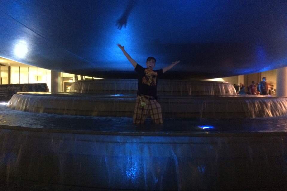Alex in the fountain at the Marriot during Dragon Con the weekend we met (story on home page).