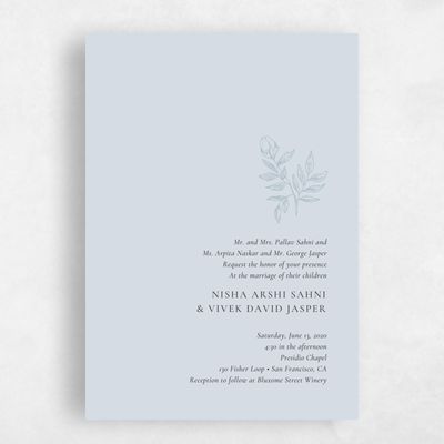 Blue Floral Wedding Invitation - Cardinell Stamp