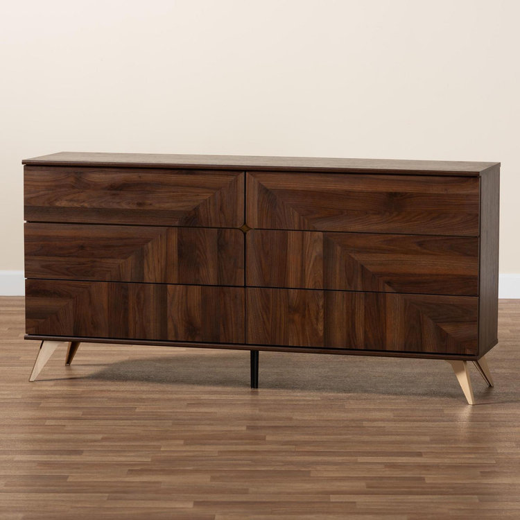 Baxton Studio, Graceland Mid-Century Modern 6-Drawer Dresser | Zola