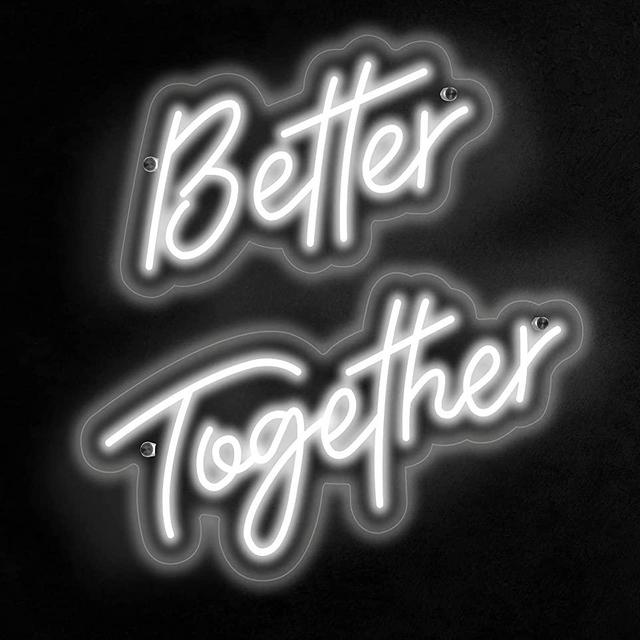 Ancient Neon Better Together Neon Sign – White LED Neon Signs for Wall Decor – Large LED Sign for Bedroom Decor, Wedding Decorations, Bridal Shower Decorations – LED Signs w/Easy Installation