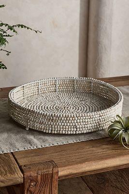 Beaded Decorative Tray, Round