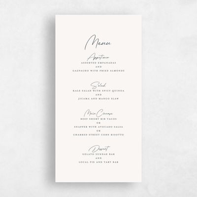 Seashell, Beige Wedding Menu - Burke