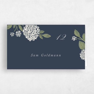 Grayed Navy, Blue Wedding Place Card - Giselda