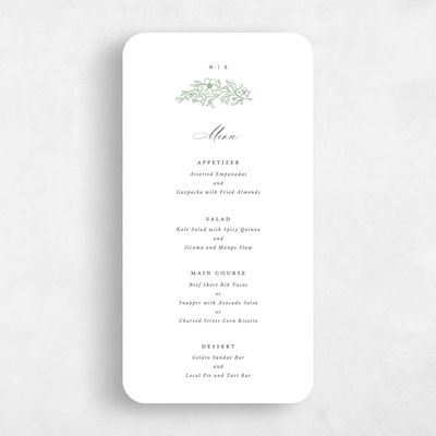 White Rounded Wedding Menu - Elaina
