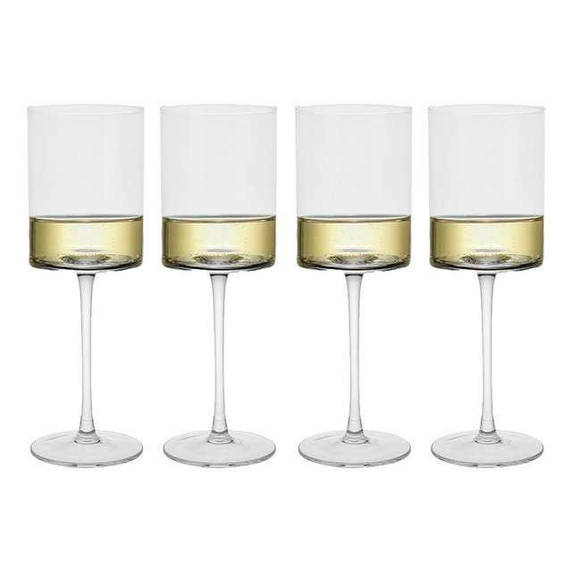 BTGLLAS 13OZ Wine Glasses Set of 4 - Elegant Handblown Glassware for Red White Wine - Crystal Clear Goblets Gift Set for Wedding (4, 13OZClear)