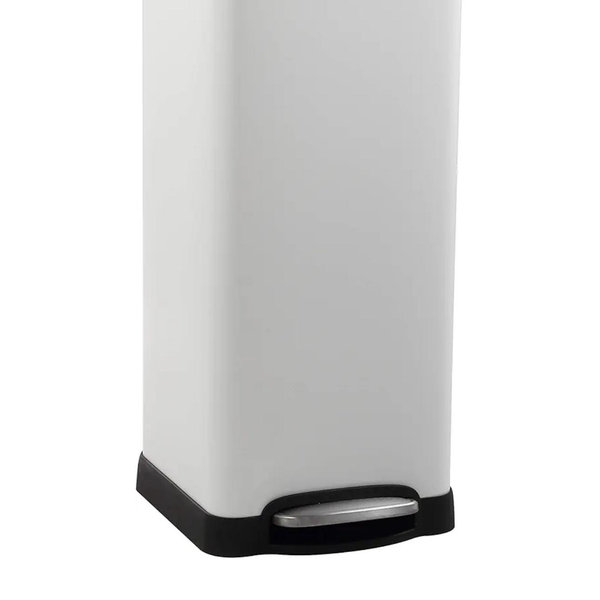 happimess HPM1011C Curtis 8-Gallon Step-Open Trash Can with Soft-Close Lid, Modern, Minimalistic, Fingerprint Proof for Home, Kitchen, Laundry Room, Office, Bedroom, Bathroom, White