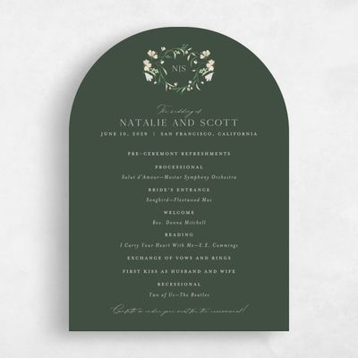 Green Arch Wedding Program - Mirtillo