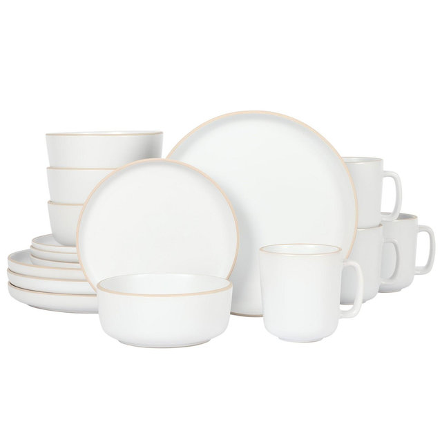 Gibson Home Zuma 16-Piece Round Matte Stoneware Dinnerware Set White