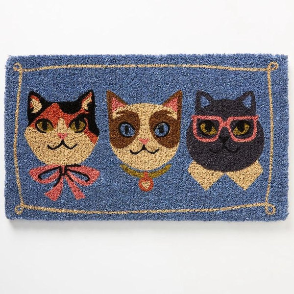 Stylish Cats Coir Printed Doormat