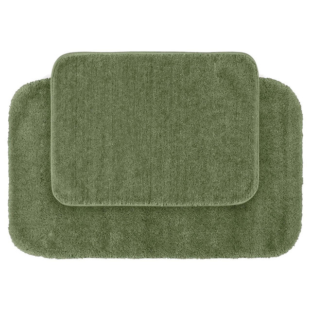 2pc Traditional Washable Nylon Bath Rug Set Deep Fern - Garland