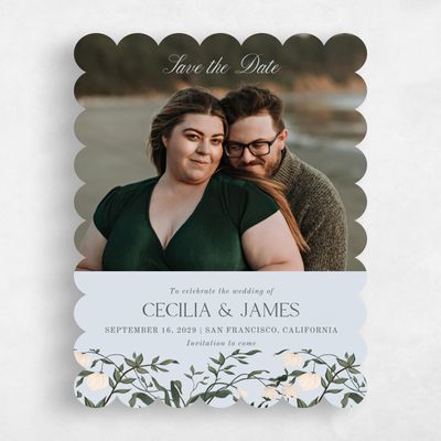 Blue Scalloped Wedding Save the Date - Oiseau Photo