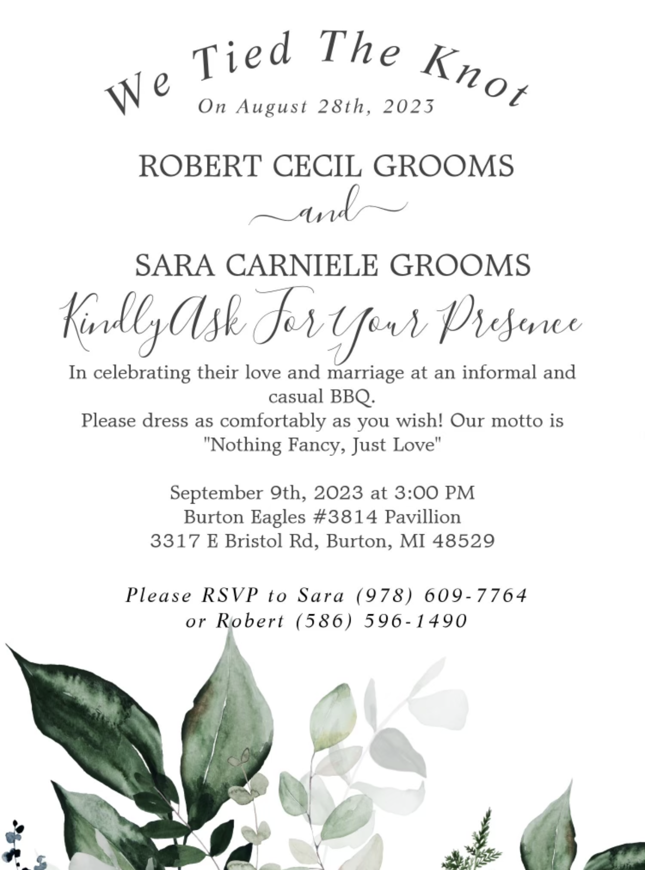 The Wedding Website of SARA CARNIELE and ROBERT CECIL GROOMS