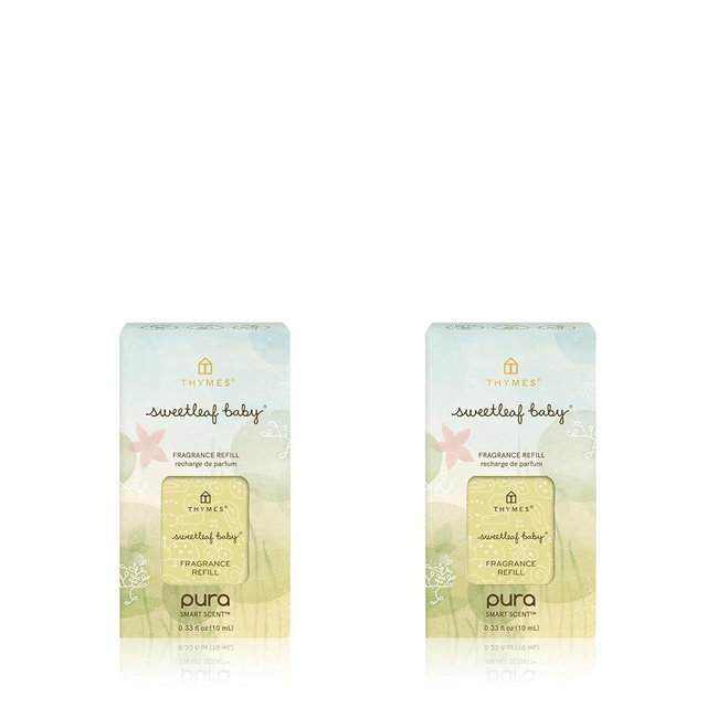 Thymes Pura Refills – 2 Pack of Oil Diffuser Scents – Long-Lasting Pura Diffuser Refills – Premium Home Fragrance – Notes of Rosemary, White Sage, Jasmine and Lemon (Sweetleaf Baby, Pack of 2)
