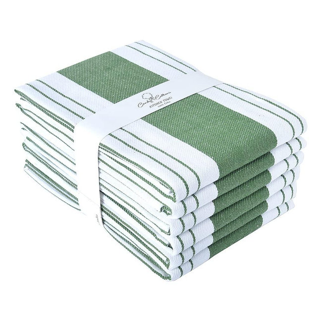 Candy Cottons Stripe Kitchen Towels Decor Mordern Design Centreband Tea Dish Towels Boho Stripe Absorbent Festive Gift Set of 6 Pantry Reusable Kitchen Dish Towel|Easter Spring Decor 18x28 in Green