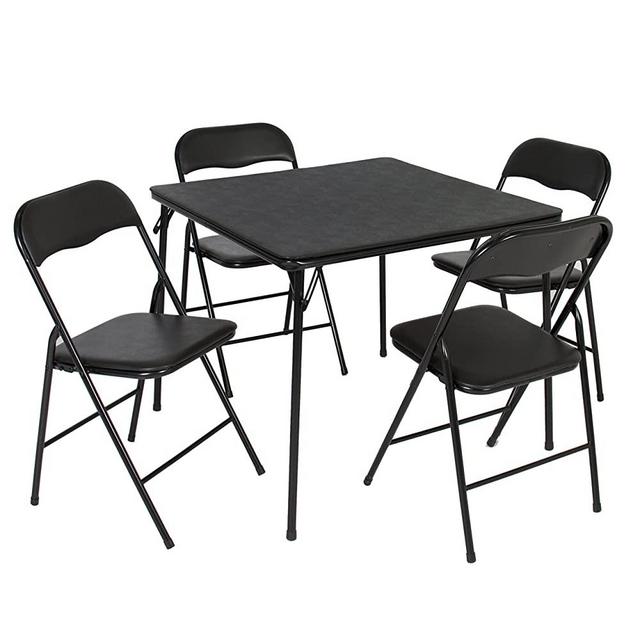 Best Choice Products 5-Piece Home Multipurpose Dining Set w/Folding Table and Chairs - Black