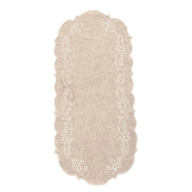 Lenox French Perle Linen Embroidered Centerpiece, 14" x 36"