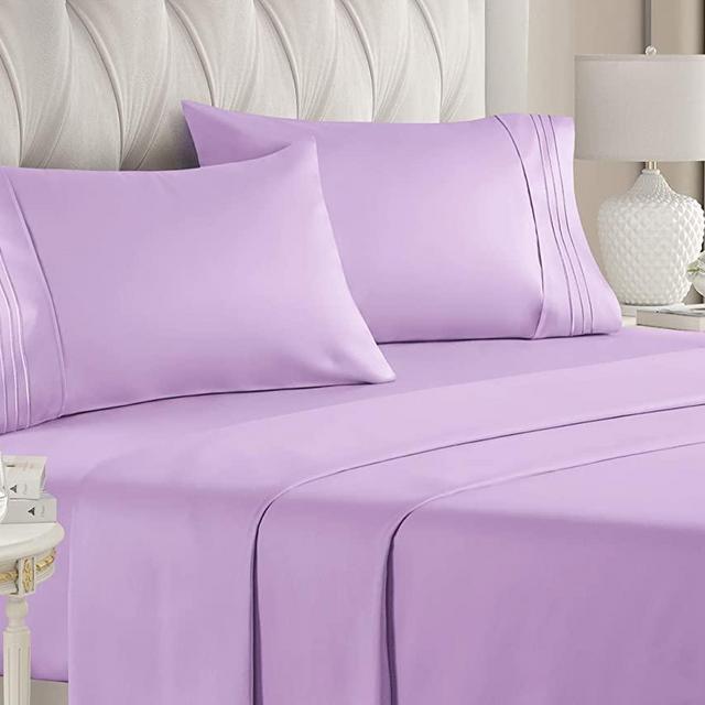 King Size Sheet Set - 4 Piece - Hotel Luxury Bed Sheets - Extra Soft - Deep Pockets - Easy Fit - Breathable & Cooling Sheets - Wrinkle Free - Comfy – Lavender Bed Sheets - Kings Sheets – 4 PC