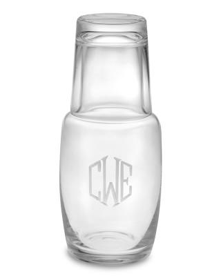 Monogrammed Glass Carafe, Triple-Initial