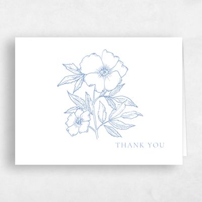 Blue Letterpress Wedding Thank You - Cardinell Letterpress