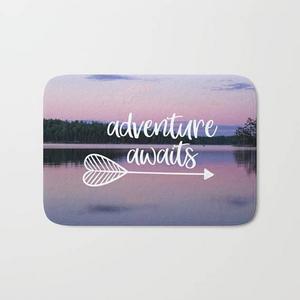 Adventure Awaits Decor For Bathroom, Bath Mat Pink, Travel Decor, Memory Foam Bath Mat With Words, Arrow Bathroom Decor, Boundary Waters Art