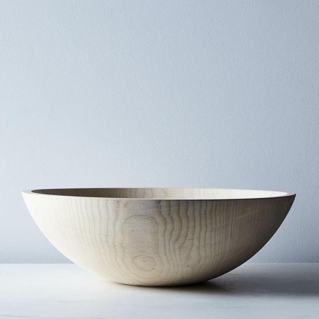 15'' White Handcrafted Wood Bowls
