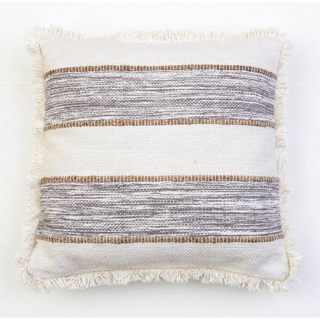 20"x20" Oversize Bodhi Jute Rope Fringe Trim Square Throw Pillow Gray - Décor Therapy
