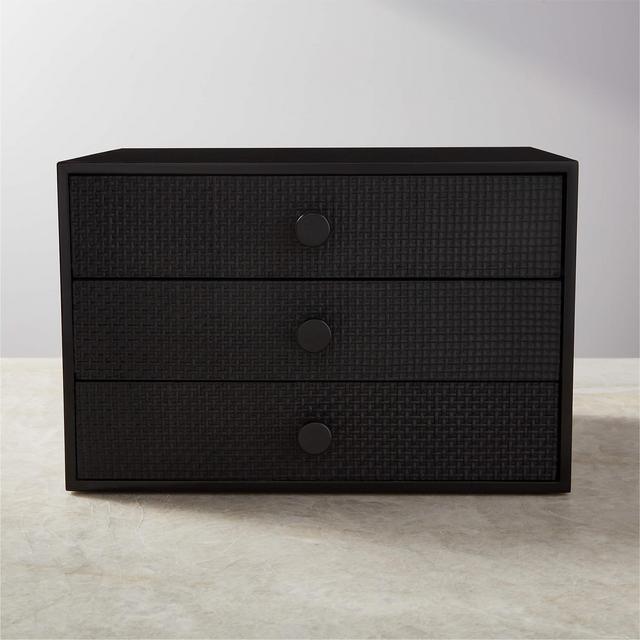 Black Cane 3-Drawer Jewelry Box