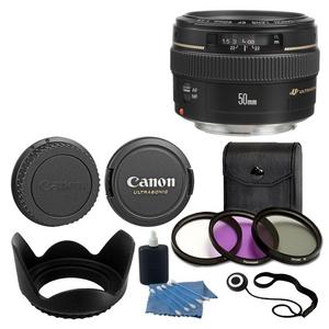 Canon EF 50mm f/1.4 USM Standard & Medium Telephoto Lens for Canon SLR Camera With 3 Piece Filter Kit (UV-CPL-FLD) + Lens Cleaning Kit
