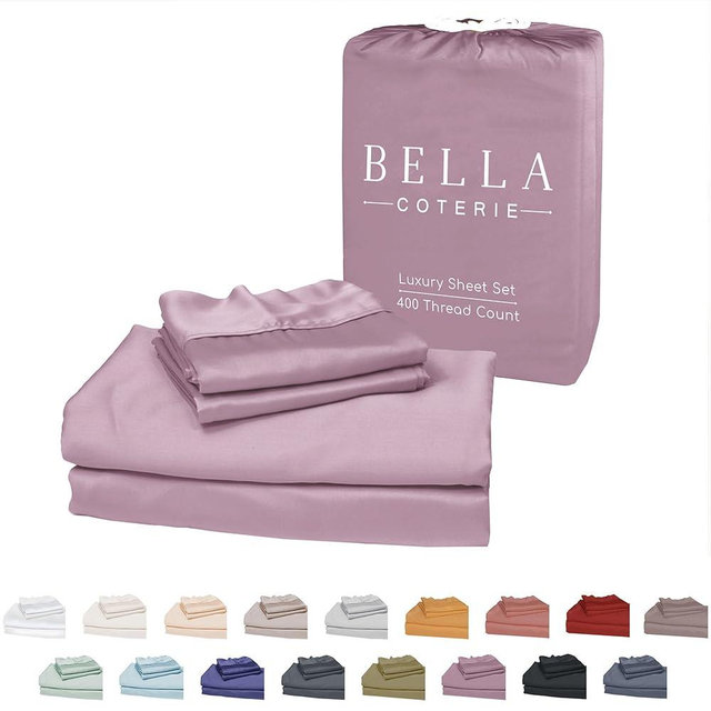Bella Coterie Luxury Bamboo Viscose King Size Sheet Set | 100% Organically Grown | Ultra Soft | Cooling for Hot Sleepers | 18" Deep Pocket [Lilac]