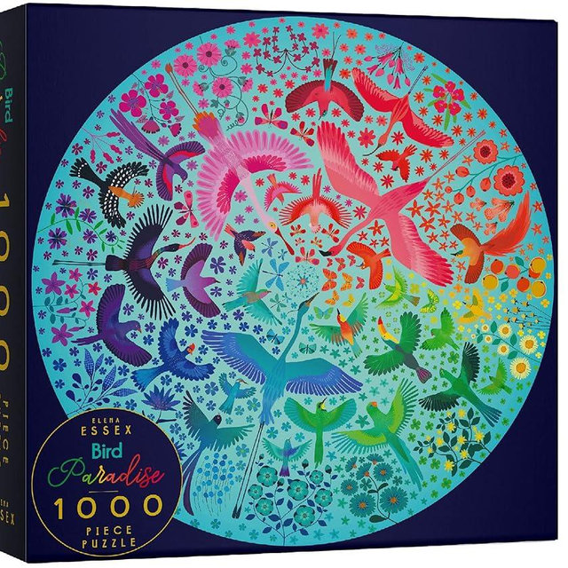 Elena Essex Puzzles for Adults 1000 Pieces - Bird Paradise, 1000 Piece Puzzles for Adults, Jigsaw Puzzles, Bird Rainbow, Round Puzzle 26.5 inches Diameter