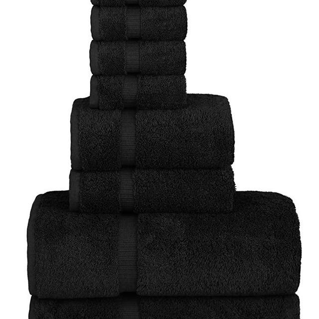 Chakir Turkish Linens Hotel & Spa Quality, Highly Absorbent Towel Set (Set of 8, Black)